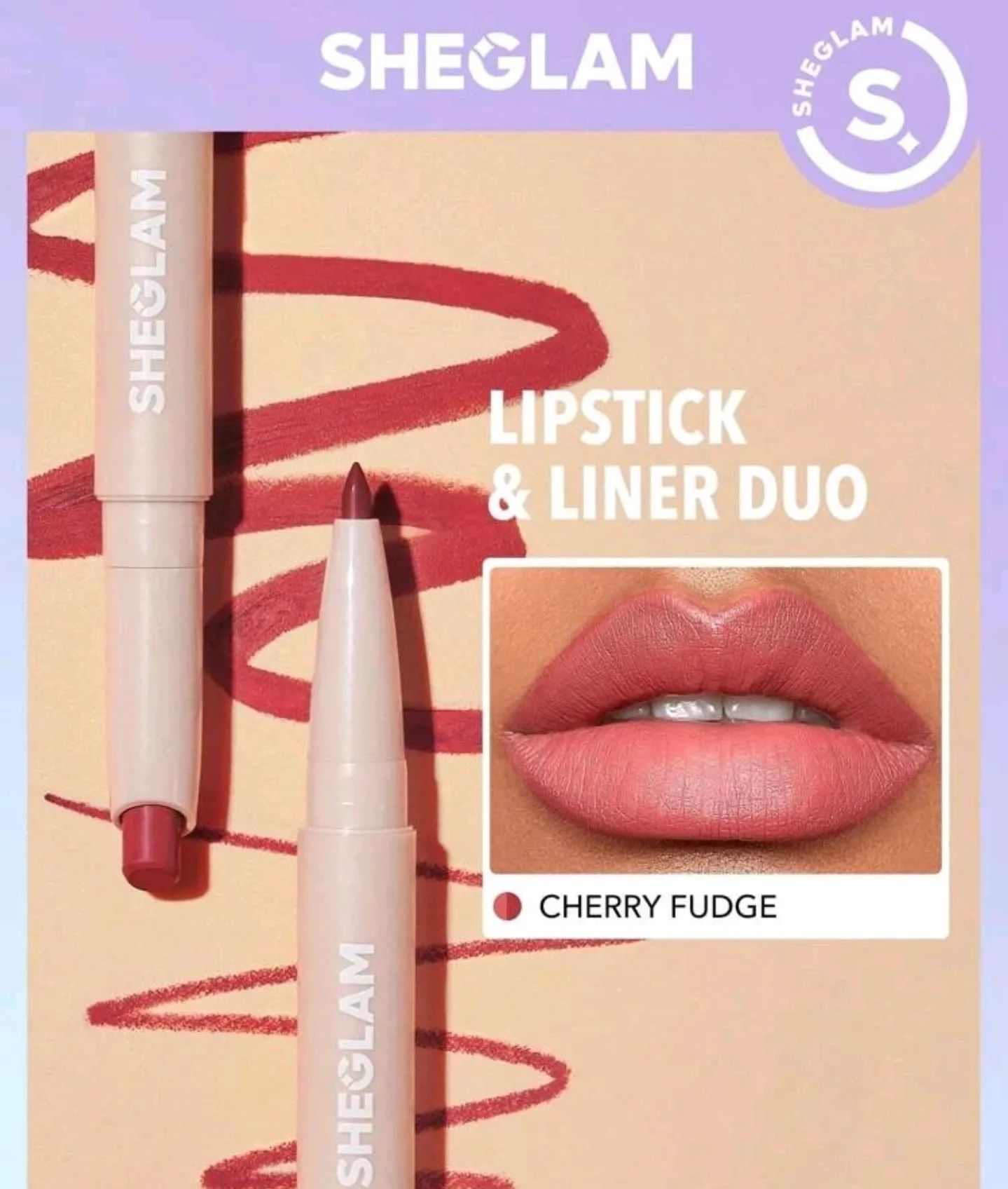 GLAM 101 Lipstick Cherry Fudge & Liner Duo by SHEGLAM
