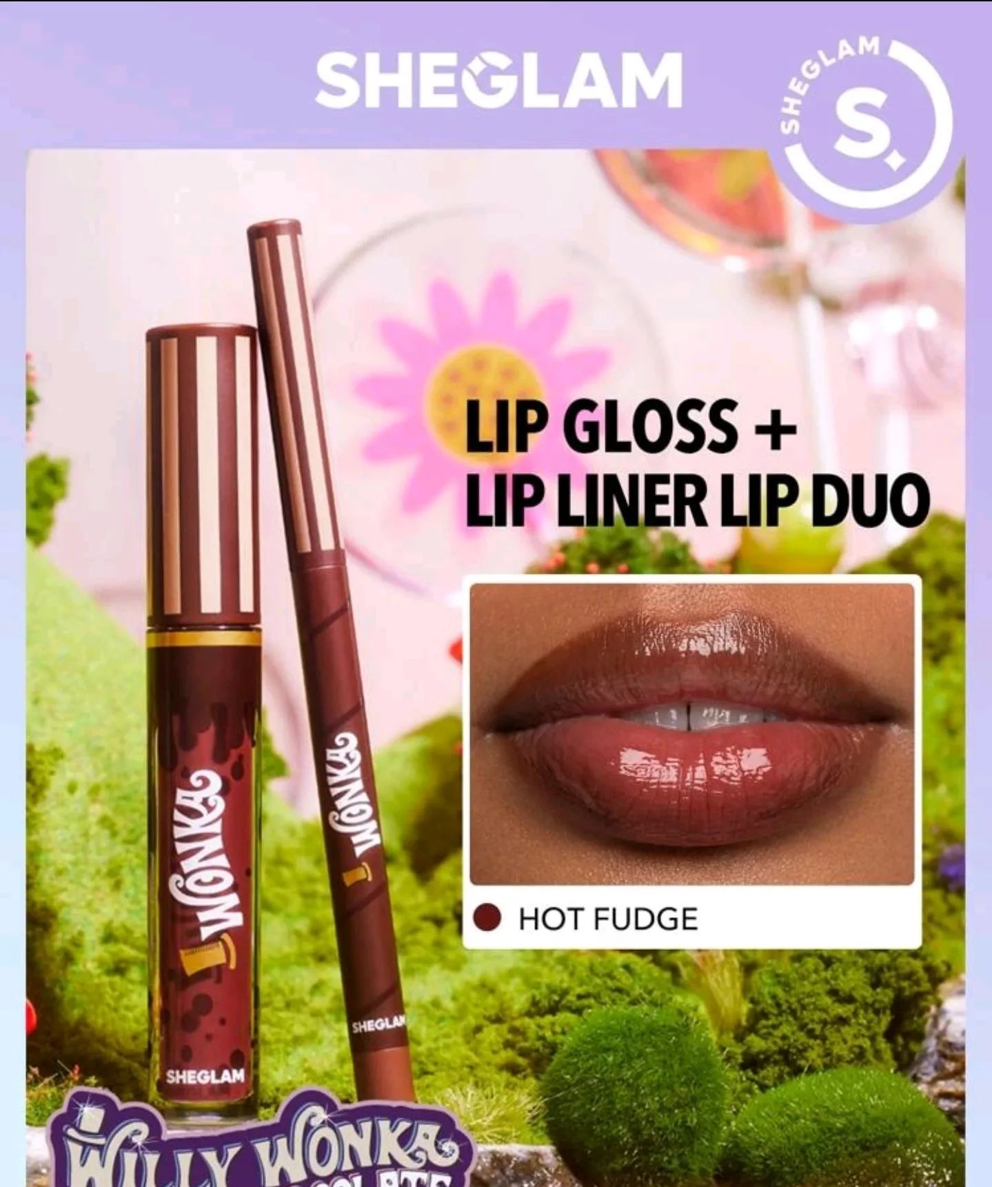 Lip Gloss & Lip Liner Duo Hot Fudge by Willy Wonka X SHEGLAM