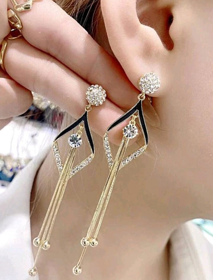 Pendiente-Diamante-Negro-Strass