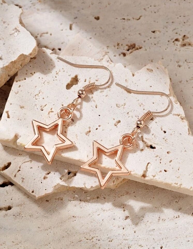 Pendiente estrella oro rosa
