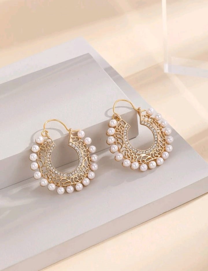 Pendientes Redondos Perlas Strass