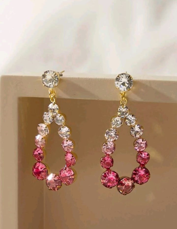 Pendientes Strass Grandes Rosado